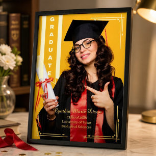 Tarjeta de anuncio de graduación con foil de banne