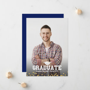 Tarjeta de anuncio de graduación con foto de secun