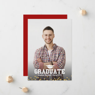Tarjeta de anuncio de graduación con foto de secun