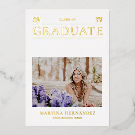 Tarjeta de Anuncio de Graduación con Foto Dorada