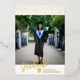 Tarjeta de Anuncio de Graduación con Foto Dorada M