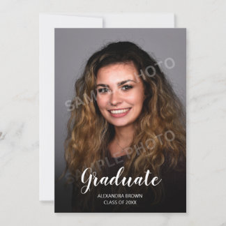 Tarjeta de Anuncio de Graduación con Foto Verde
