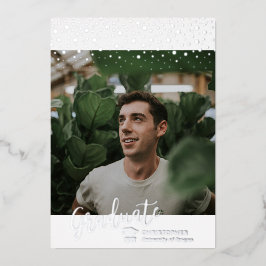 Tarjeta de Anuncio de Graduación con Foto y Hoja d