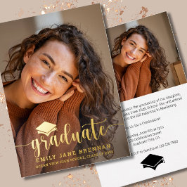 Tarjeta de Anuncio de Graduación con Foto y Letra