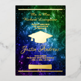Tarjeta de Anuncio de Graduación con Galaxia de Pa