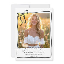 Tarjeta de Anuncio de Graduación de Bow Foto de Fi