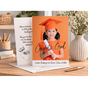 Tarjeta de Anuncio de Graduación de Kinder con Fot