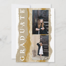 Tarjeta de Anuncio de Graduación de Mármol Dorado