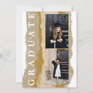 Tarjeta de Anuncio de Graduación de Mármol Dorado 