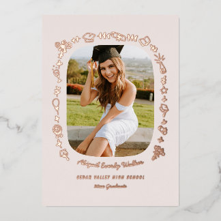 Tarjeta de Anuncio de Graduación Dibujada a Mano c