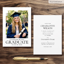 Tarjeta de Anuncio de Graduación Foto Formal Simpl