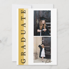 Tarjeta de Anuncio de Graduación Lineal Dorado Bei