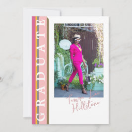 Tarjeta de anuncio de graduación lineal rosa naran