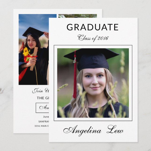 Tarjeta de Anuncio de Graduación Modelo (Anverso / Reverso)