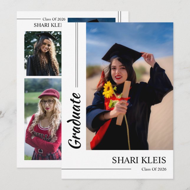 Tarjeta de Anuncio de Graduación Modelo (Anverso / Reverso)