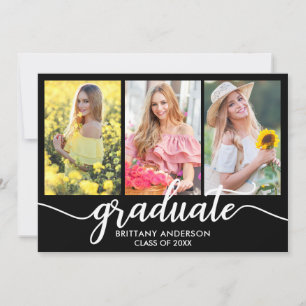 Tarjeta de anuncio de graduación moderna con 3 fot