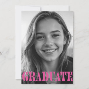 Tarjeta de anuncio de graduación moderna rosa fram