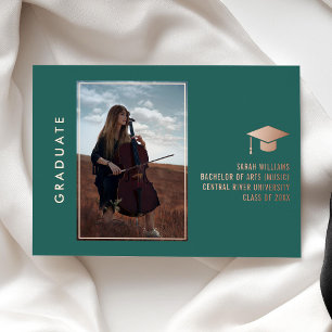 Tarjeta de Anuncio de Graduación Verde Azulada Min