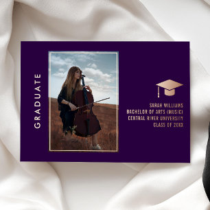 Tarjeta de Anuncio de Graduación Violeta Minimalis