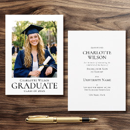 Tarjeta de Anuncio de Graduado Foto Formal Sencill
