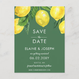 Tarjeta de anuncio de guardar la fecha de limón cí