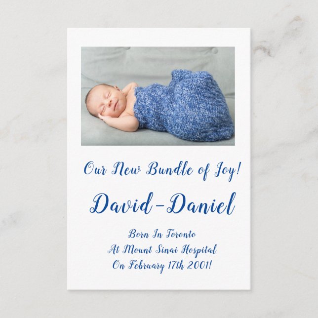 Tarjeta de Anuncio de Hermoso Bebé Niño (Anverso)