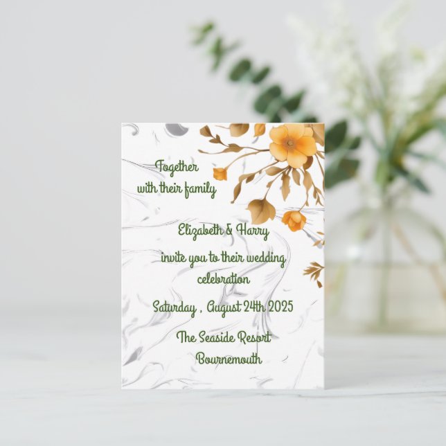 Tarjeta de Anuncio de Invitación de Boda (Anverso de pie)