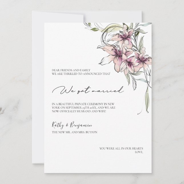 Tarjeta de anuncio de lirios rosados florales - ta (Anverso)