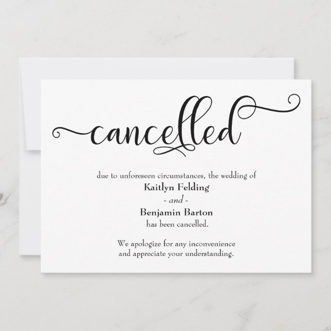 Tarjeta de anuncio de llamada de boda cancelada co (Anverso)