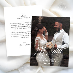 Tarjeta de anuncio de matrimonio hecho