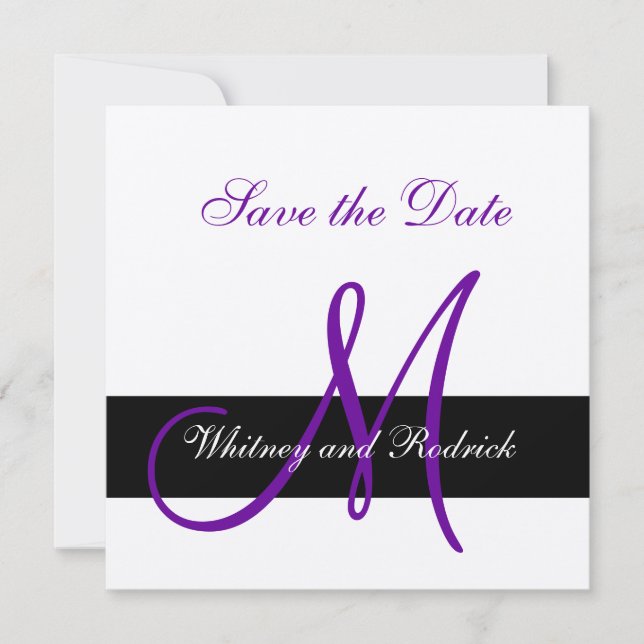 Tarjeta de anuncio de monograma Simple Save the Da (Anverso)