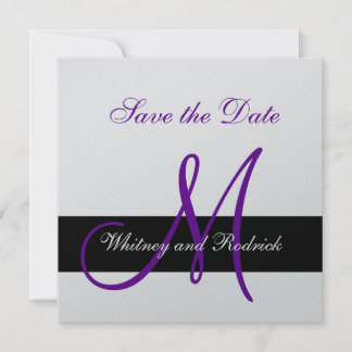 Tarjeta de anuncio de monograma Simple Save the Da