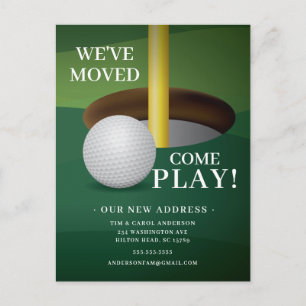 Tarjeta de anuncio de movimiento de pelota de golf