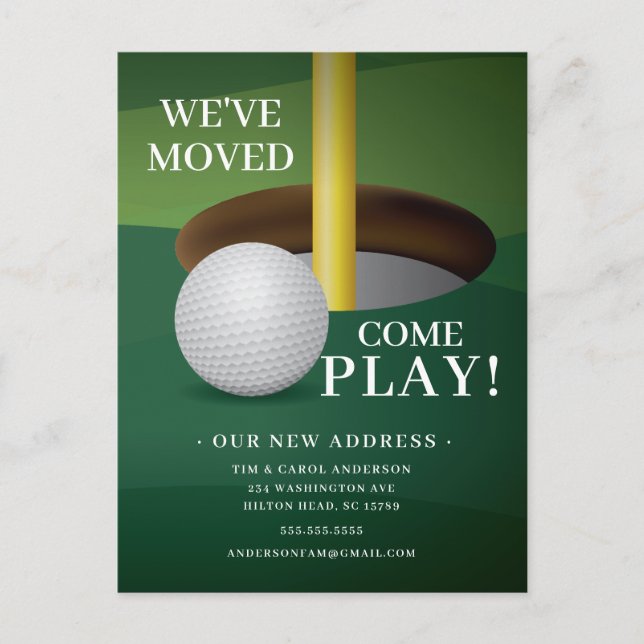 Tarjeta de anuncio de movimiento de pelota de golf (Anverso)