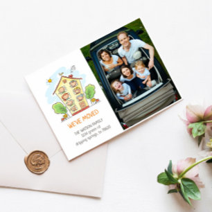 Tarjeta de anuncio de mudanza a nuevo hogar famili