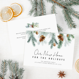 tarjeta de anuncio de mudanza con vegetación para 