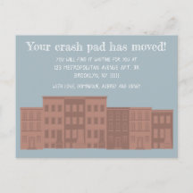 Tarjeta de anuncio de mudanza de piedra rojiza per