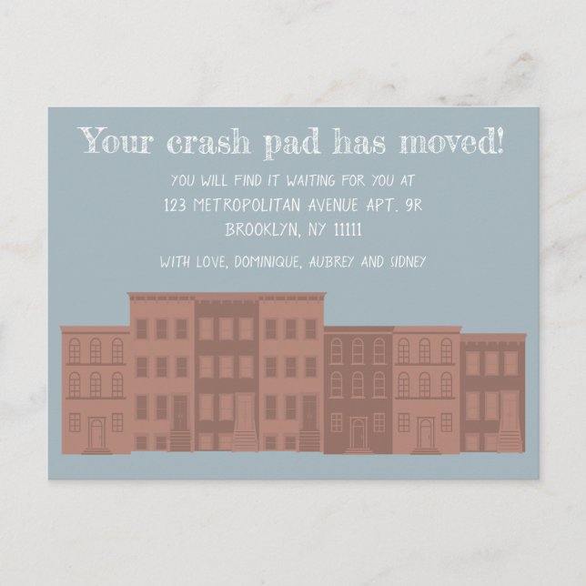 Tarjeta de anuncio de mudanza de piedra rojiza per (Anverso)