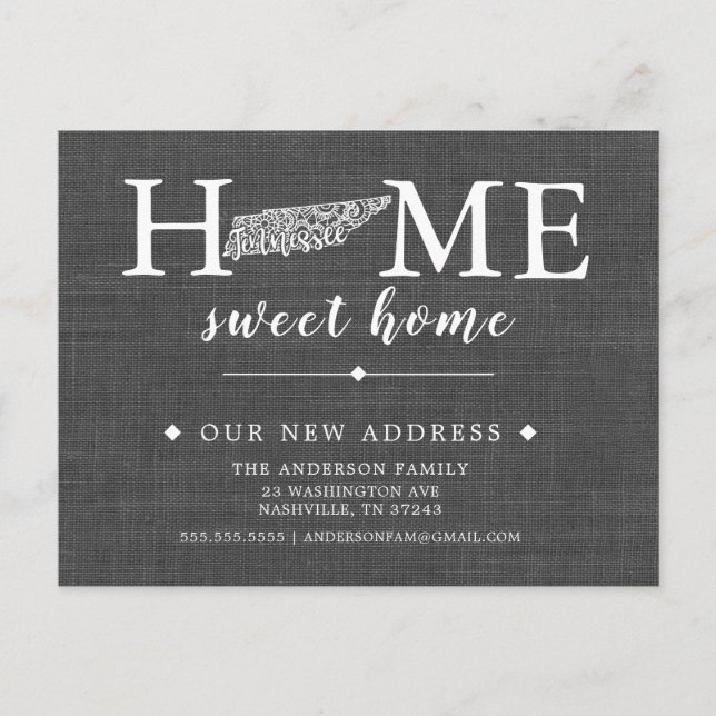 Tarjeta de anuncio de mudanza del estado de TENNES (Anverso)