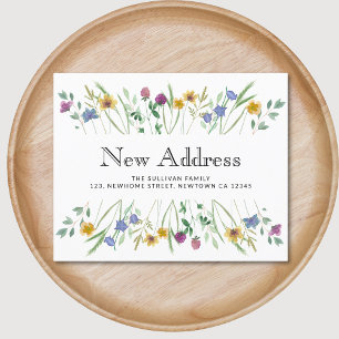 Tarjeta de anuncio de mudanza floral de nueva dire