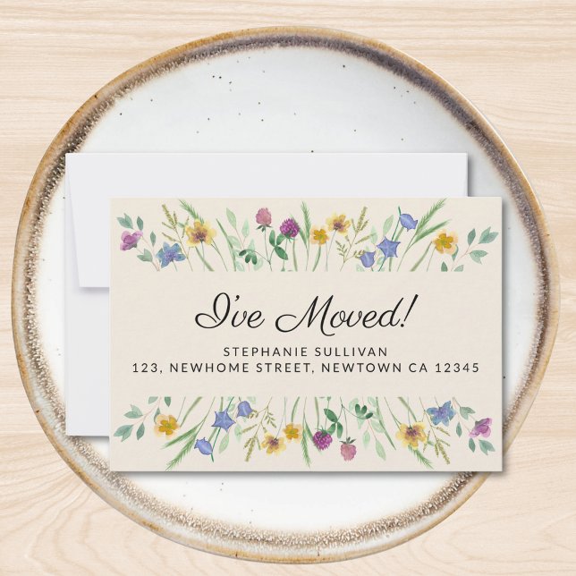 Tarjeta de anuncio de mudanza floral mini 'Me he m (Subido por el creador)