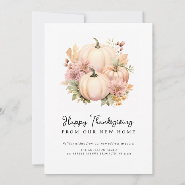 Tarjeta de anuncio de mudanza para el Día de Acció (Anverso)