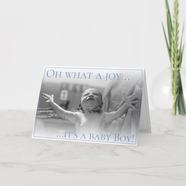 Tarjeta de anuncio de nacimiento con bebé (Anverso)