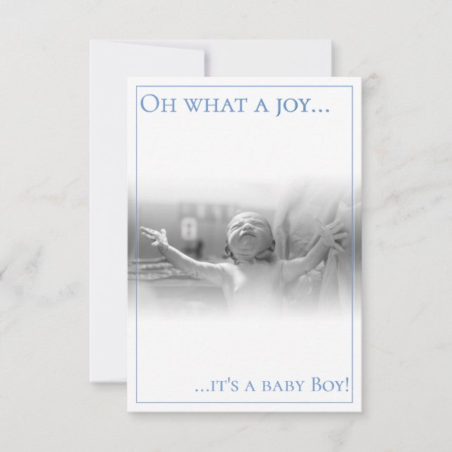 Tarjeta de anuncio de nacimiento con bebé (Anverso)