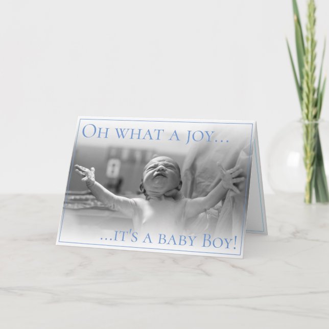 Tarjeta de anuncio de nacimiento con bebé (Anverso)