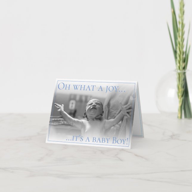 Tarjeta de anuncio de nacimiento con bebé (Anverso)