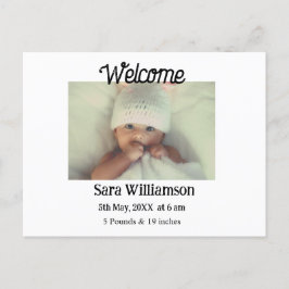 Tarjeta de anuncio de nacimiento con edición minim