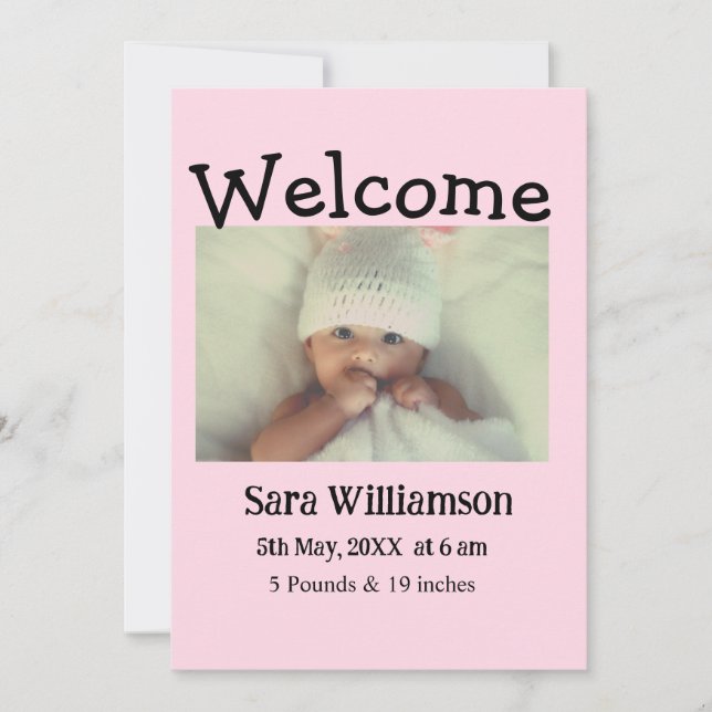 Tarjeta de anuncio de nacimiento con edición minim (Anverso)