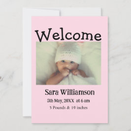 Tarjeta de anuncio de nacimiento con edición minim