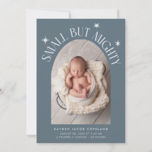 Tarjeta de Anuncio de Nacimiento con Foto Azul Piz